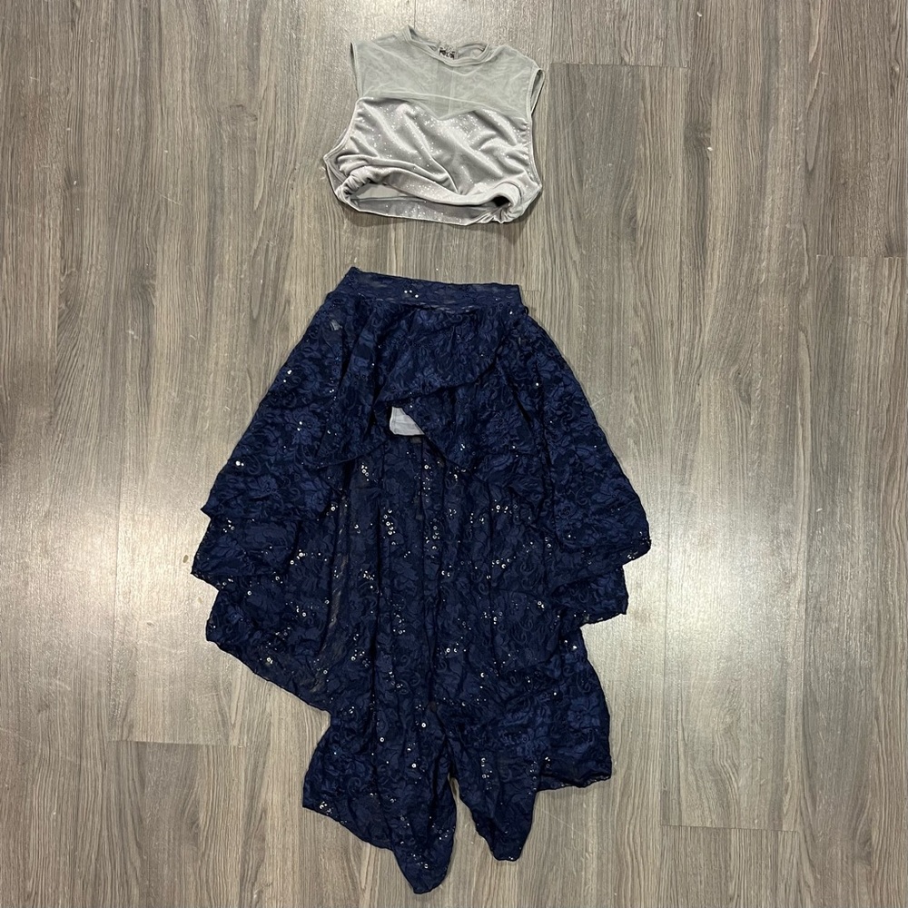Custom Navy & Grey Two Piece Dance Costume